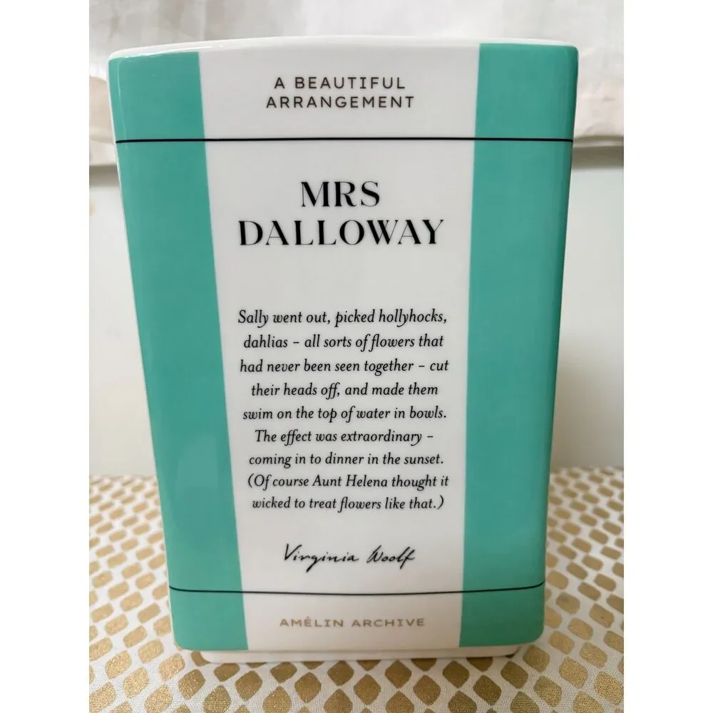 Amélin Archive Ceramic Book Vase Mrs Dalloway Virginia Woolf Floral Gift NEW